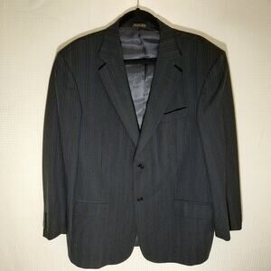Zanetti Life 46R Blazer Men Super 120s Wool Made in Italy Navy Pinstripe Vtg